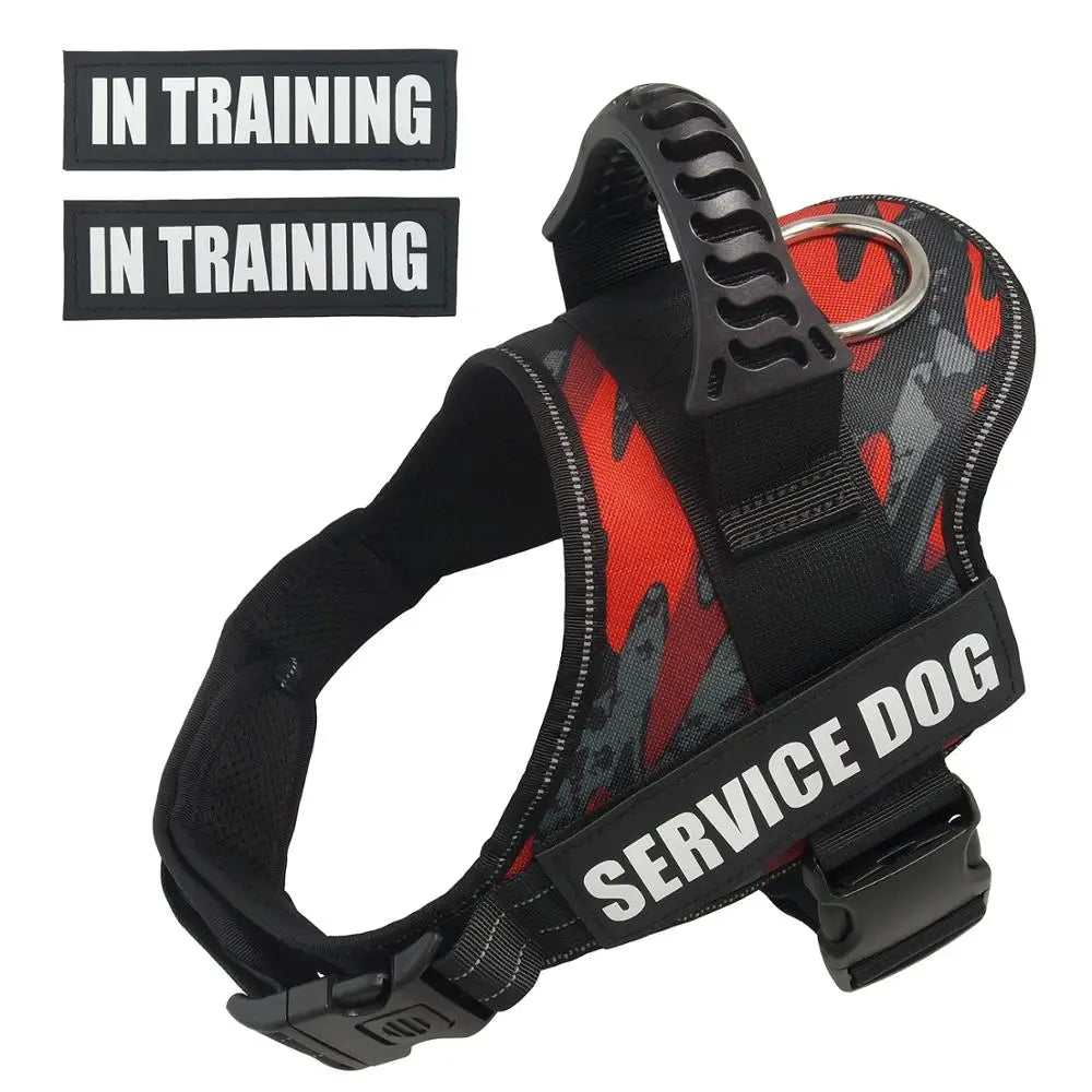 Arnês SafeWalk camuflado vermelho, com pega e argola metálica