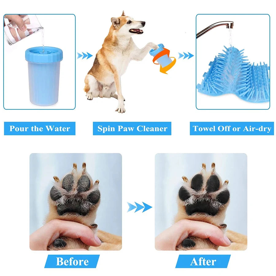 PawClean Pro™ Limpador de Patas para Cães com Escova de Silicone