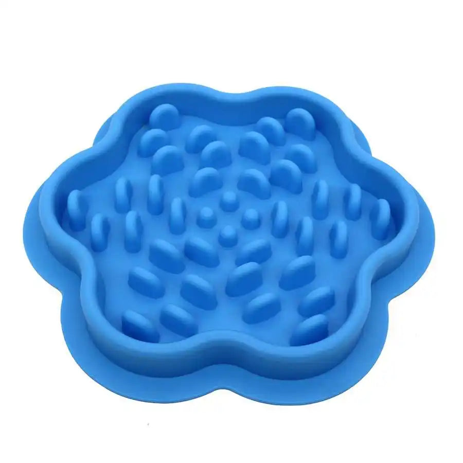 Comedouro SlowBite azul em forma de flor