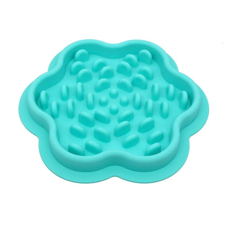 Comedouro SlowBite azul-celeste em forma de flor