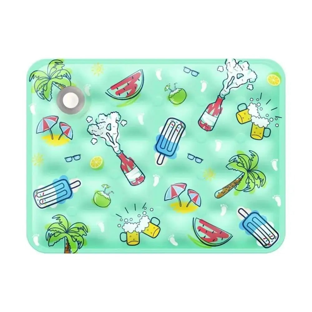 Tapete refrescante ChillPad verde, com padrão de verão (palmeiras, gelados e melancias)